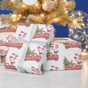 Modern  patroon: Kerstboomwagen Cadeaupapier