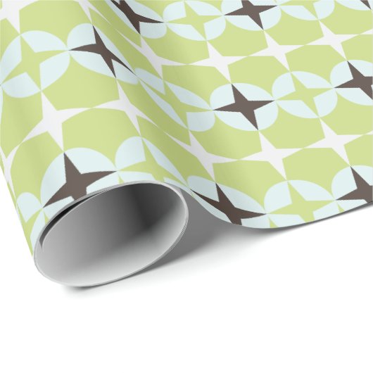 modern patroon met groene en turkooizen cadeaupapier (Rol Hoek)