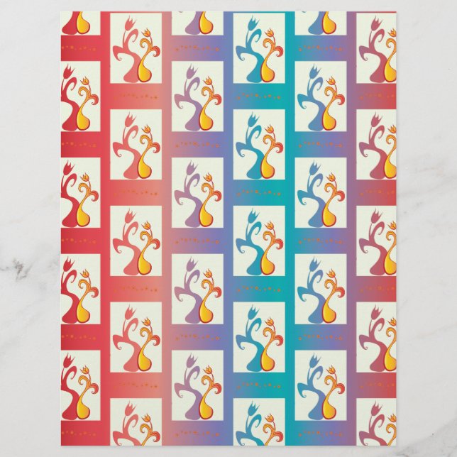 Modern patroon met rode, paarse en blauwe Tulp (Voorkant)