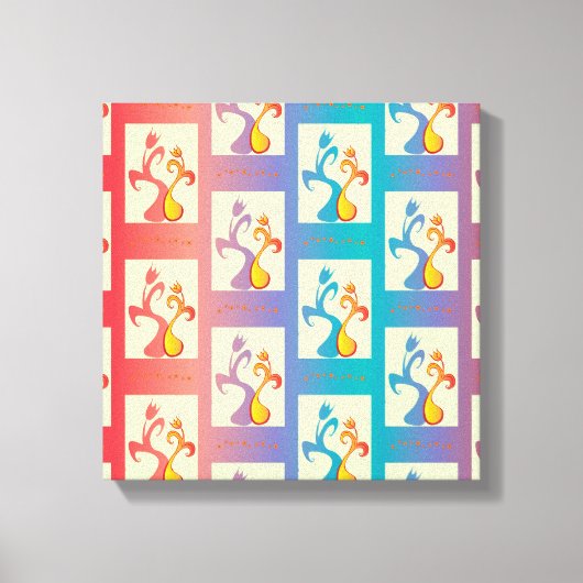 Modern patroon met rode, paarse en blauwe Tulp Canvas Afdruk (Voorkant)