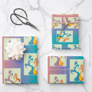 Modern patroon met rode, paarse en blauwe Tulp Inpakpapier Vel