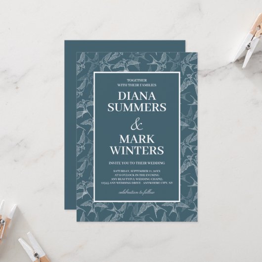 Modern patroon met slikken. Weddensuitnodiging Kaart (Voorkant / Achterkant in situ)