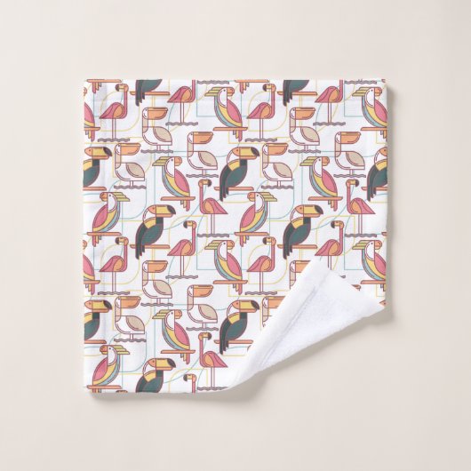 Modern patroon met tropische vogels bad handdoek (Wasdoekje)