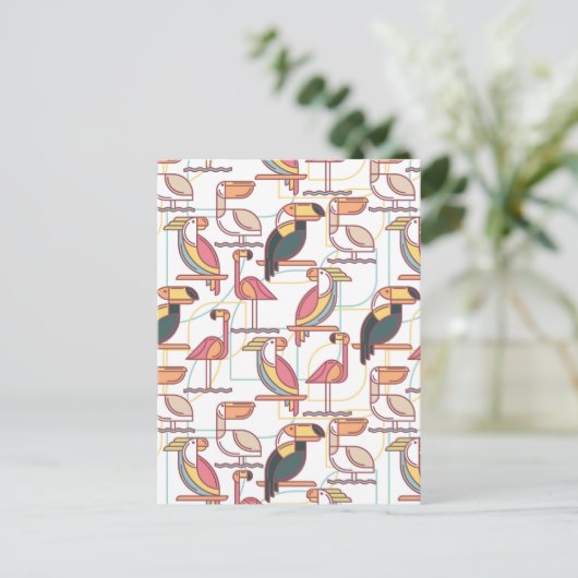 Modern patroon met tropische vogels briefkaart (Staand voorkant)