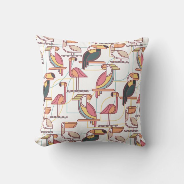 Modern patroon met tropische vogels kussen (Voorkant)