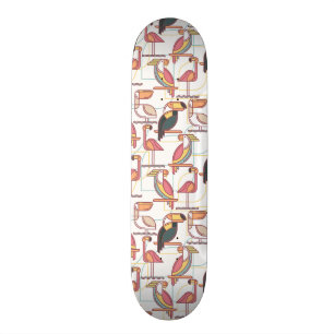 Modern patroon met tropische vogels skateboard
