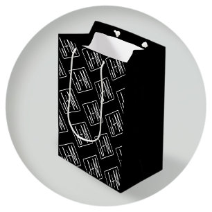 Modern patroon van initialen Zwart & Wit Medium Cadeauzakje