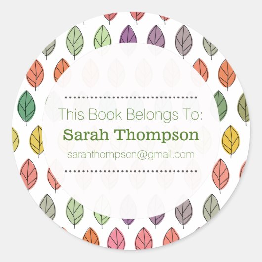 Modern Pattern Bookplate School Name Stickers (Voorkant)