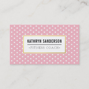 MODERN PATTERN gold logo polka dot roze wit Visitekaartje