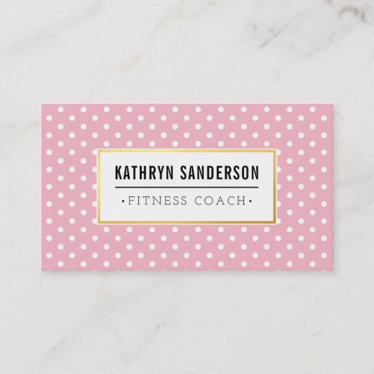 MODERN PATTERN gold logo polka dot roze wit Visitekaartje (Voorkant)