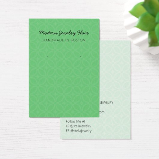 Modern Pattern Green Earring Display Card (Bureau)