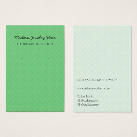Modern Pattern Green Earring Display Card Visitekaartje (Voorkant /achterkant)