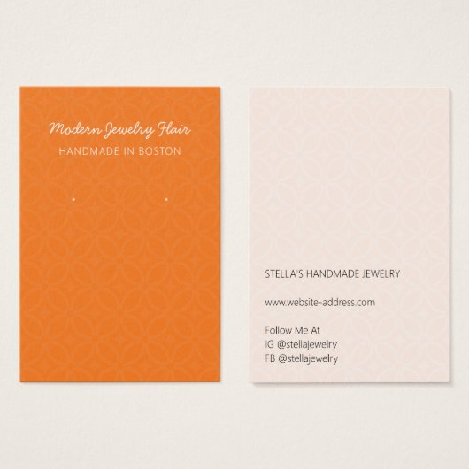 Modern Pattern Orange Earring Display Card (Devant & derrière)