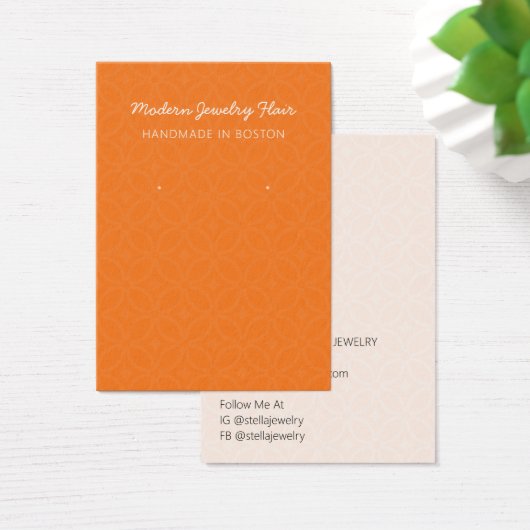 Modern Pattern Orange Earring Display Card (Bureau)