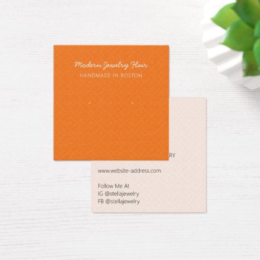 Modern Pattern Orange Earring Display Card (Bureau)
