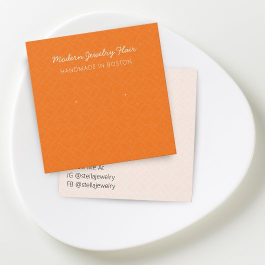 Modern Pattern Orange Earring Display Card Vierkante Visitekaartjes
