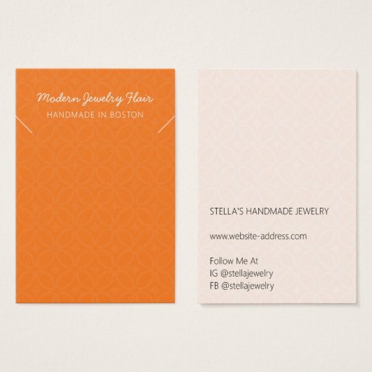 Modern Pattern Orange Necklace Display Card Visitekaartje (Voorkant /achterkant)