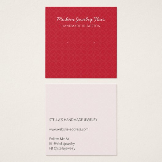 Modern Pattern Red Earring Display Card (Devant & derrière)