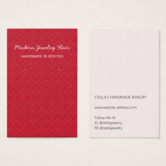 Modern Pattern Red Earring Display Card (Devant & derrière)