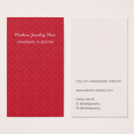 Modern Pattern Red Earring Display Card (Devant & derrière)