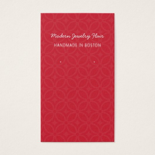 Modern Pattern Red Earring Display Card Visitekaartje (Voorkant)
