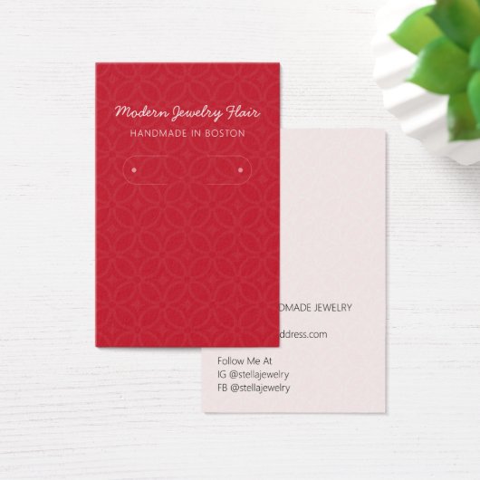 Modern Pattern Red Hoop Earring Display Card (Bureau)