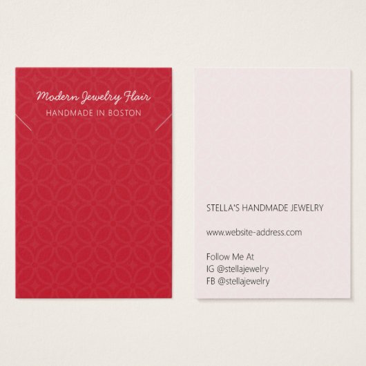 Modern Pattern Red Necklace Display Card (Devant & derrière)