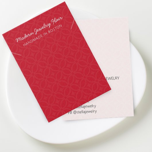 Modern Pattern Red Necklace Display Card Visitekaartje
