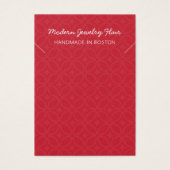 Modern Pattern Red Necklace Display Card Visitekaartje (Voorkant)