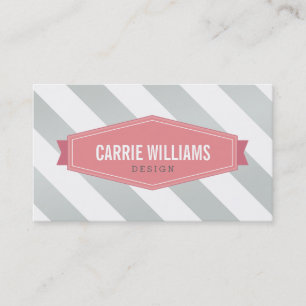 MODERN PATTERN striped koraal retro logo grey Visitekaartje