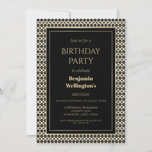 Modern patterned Border Birthday Party Kaart (Voorkant)