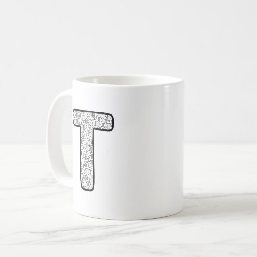 Modern Patterned Letter P Monogram Ceramic Mug (Devant gauche)