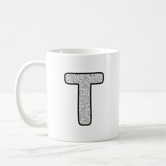 Modern Patterned Letter P Monogram Ceramic Mug (Gauche)