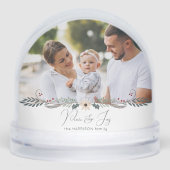 Modern Peace & Joy Floral Photo Snow Globe (Avant)