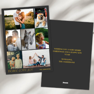 Modern Peace Love Joy Meerdere foto's Kerstmis Feestdagenkaart