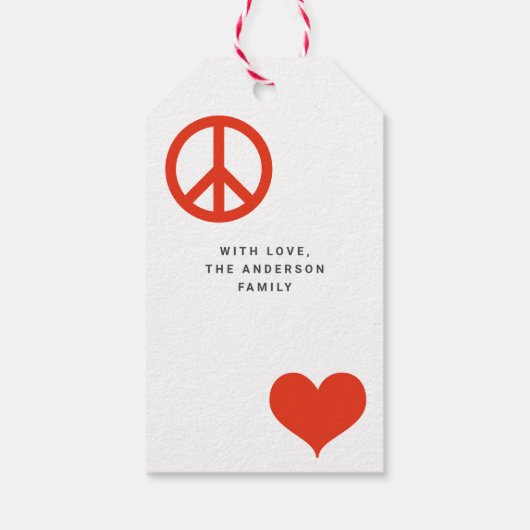 Modern Peace Love Kerstvakantie Cadeaulabel (Achterkant)