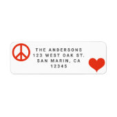 Modern Peace Love Kerstvakantie Retouradres Etiket (Voorkant)