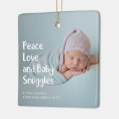 Modern Peace Love Newborn Baby's First Christmas Keramisch Ornament (Links)