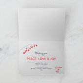 Modern PEACE rood grijs marineblauwe bessen Kerstm Feestdagen Kaart (Binnen)