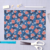 Modern Peach & Blue Floral patroon Tissuepapier (Craft)