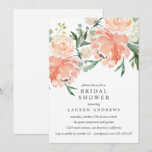 Modern Peach Coral Pink Vrijgezellenfeest Inv Kaart