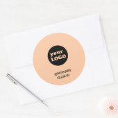 Modern Peach Custom Business Logo Ronde Sticker (Envelop)