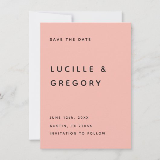 Modern Peach Editorial All Caps Save the Date (Devant)