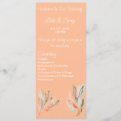 Modern Peach Floral Wedding Ceremony Programma (Voorkant)