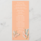 Modern Peach Floral Wedding Ceremony Programma (Achterkant)