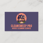 Modern Peach House Cleaner Maid Service Logo Visitekaartje (Voorkant)