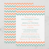 Modern Peach & Mint Chevron Engagement Party Kaart (Voorkant / Achterkant)