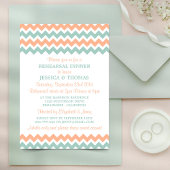 Modern Peach & Mint Chevron Rehearsal Dinner Kaart