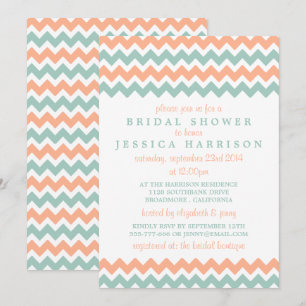 Modern Peach & Mint Chevron Vrijgezellenfeest Kaart