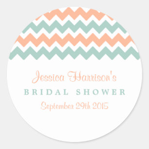 Modern Peach & Mint Chevron Vrijgezellenfeest Stic Ronde Sticker